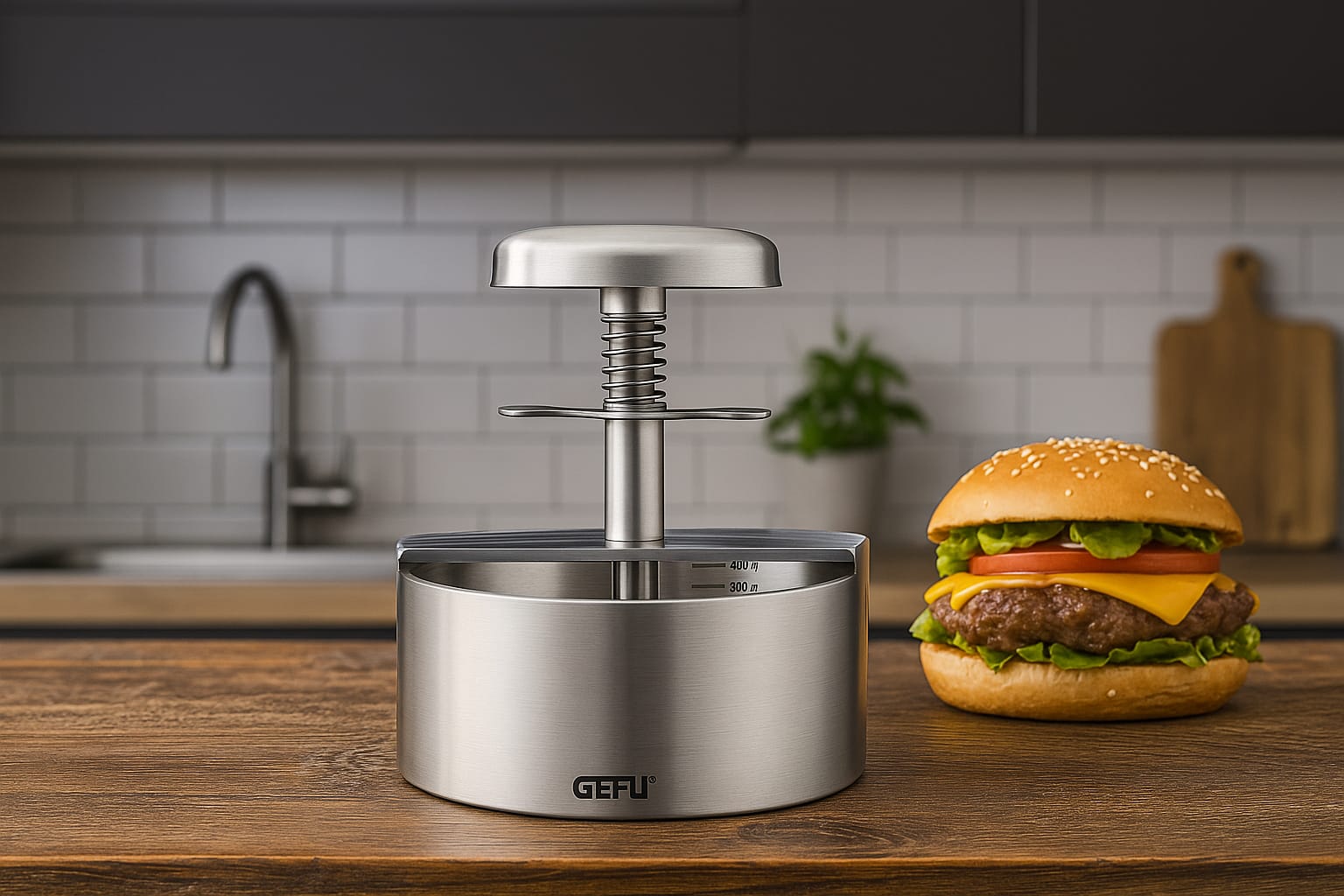 De burgerDrukker -Hamburger maker van staal